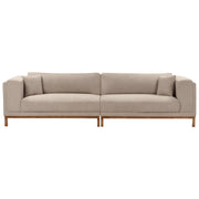 Divano moderno in tessuto tortora 4 posti con gambe in legno stile moderno