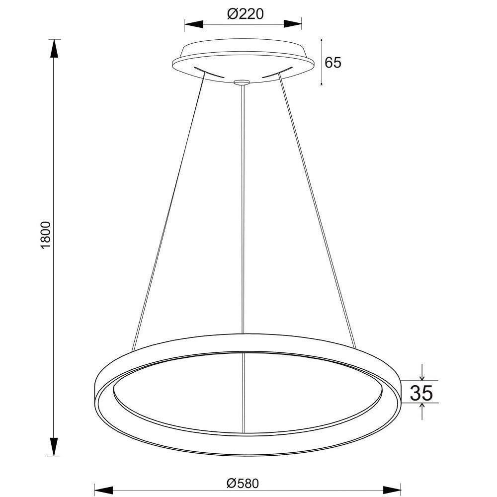 Trade Shop - Lampadario Pendente Led 42 W Cct Lampada Sospensione Circolare 58cm Luci Ufficio -