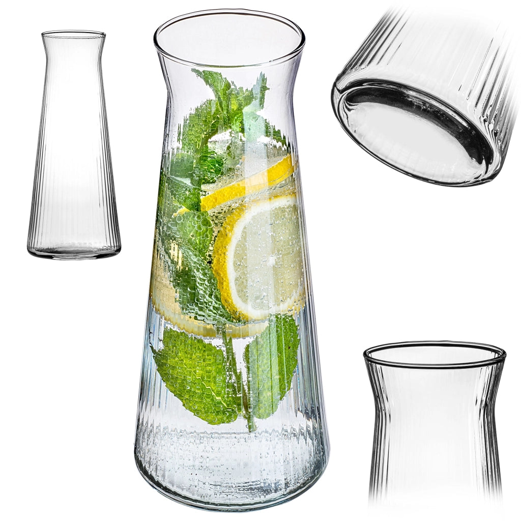 Caraffa in vetro KADAX da 1 litro (1000 ml) per acqua, limonata e altre bevande, con scanalature.