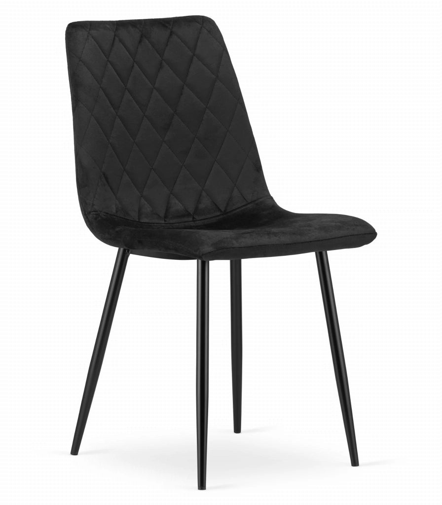 Sedia VALORA TURIN - Ergonomica in velluto nero per sala da pranzo/ufficio x 3