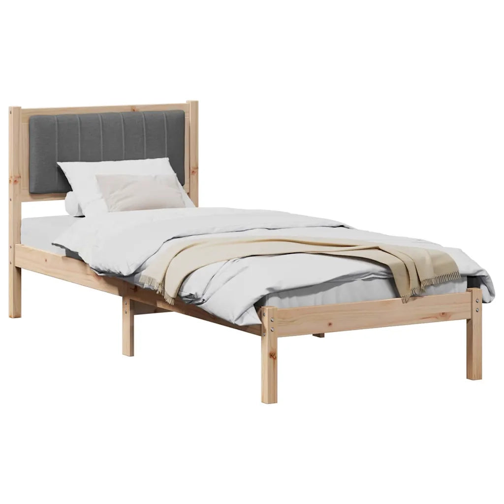 Letto con Testiera Rivestita Grigio scuro 75 x 190 cm 878300