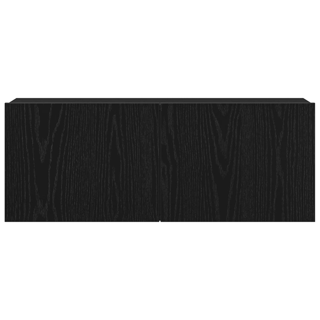Armadi da muro per TV (Set di 2) - Rovere Nero, 80x30x30 cm, Legno ingegnerizzato