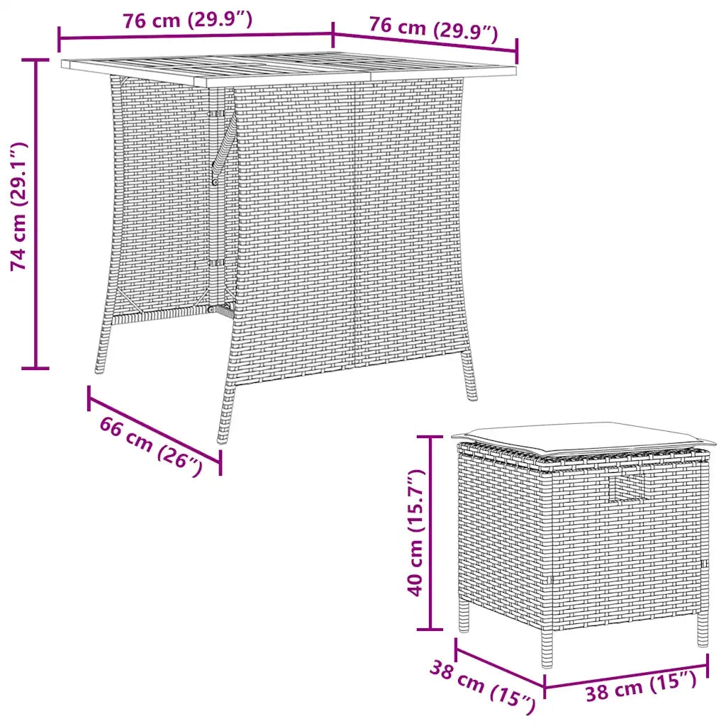Set da Pranzo da Giardino 5 pz con Cuscini in Polyrattan Grigio 365424