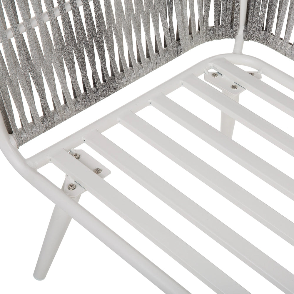 Set conversazione da giardino in rattan sintetico bianco da esterno a 4 posti con cuscini per tavolini