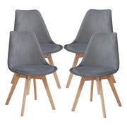 Set Fläten di 4 Sedie da Sala con Seduta Imbottita Rivestimento in Velluto a Coste Grigio [en.casa]