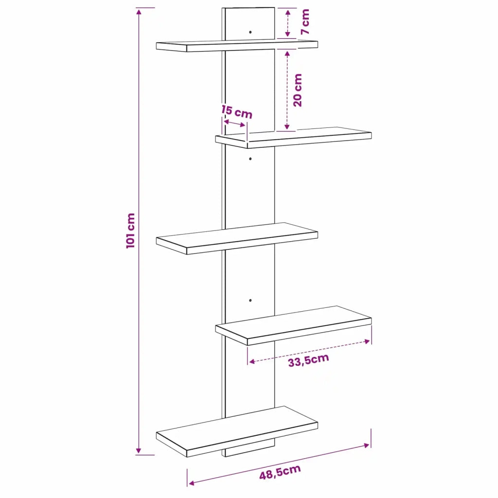 Mensola a muro flottante Rovere Artigianale 48,5 x 15 x 101 cm 8012203