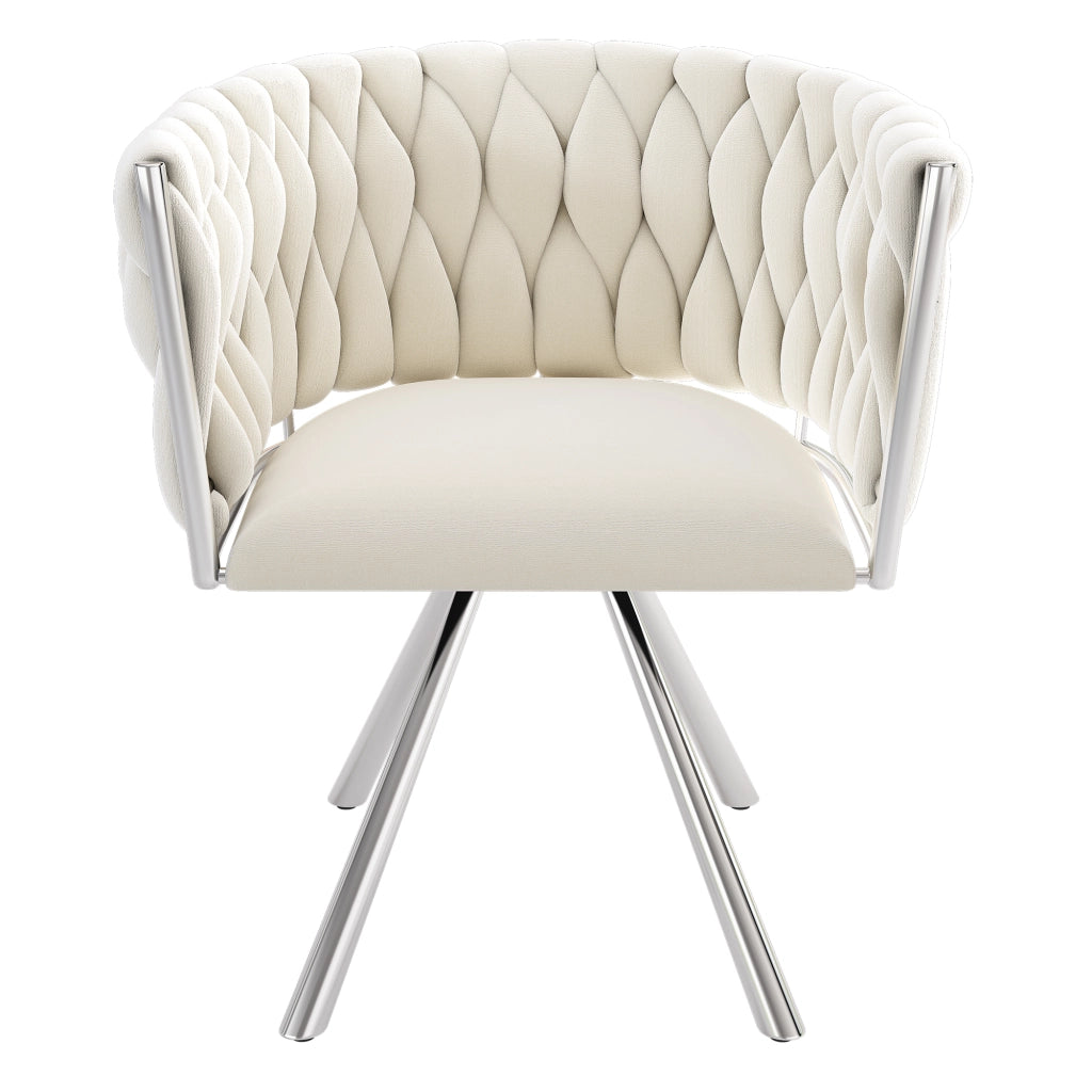 SEDIA Girevole in velluto 62,23x60,96x57,15 cm Beige e Argento Set da 2 pezzi