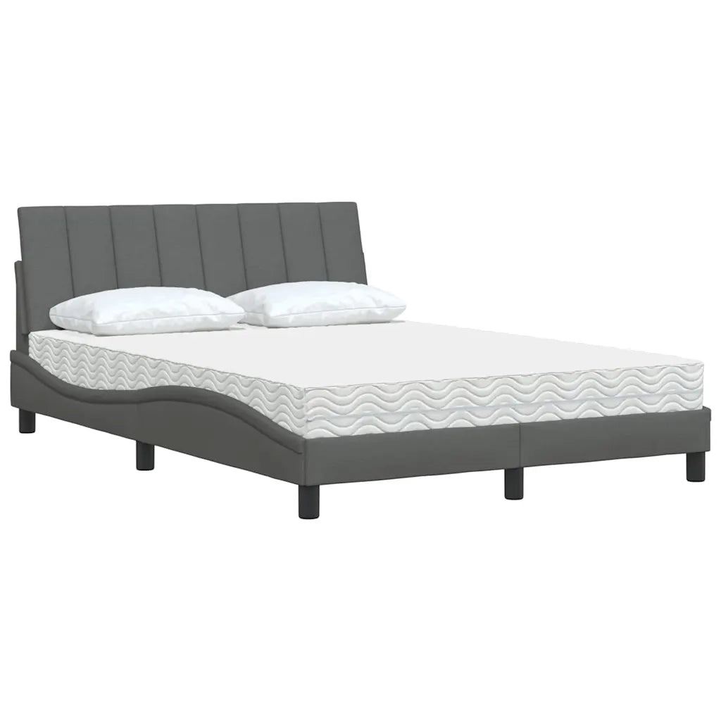 Letto con Materasso Hanko Grigio Scuro 140x190 cm Tessuto 3310525