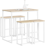 Penisola da Cucina con 4 Sgabelli Tavolo da Bar Alto con Set da 5 Pezzi per Cucina e Sala da Pranzo, Salvaspazio per Cucine Piccole, Balcone o Giardino Finitura Legno 100x60x96 cm OGT15‑WN