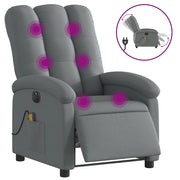 Poltrona | Sedia Relax Reclinabile Massaggio Elettrica Grigio Scuro Tessuto