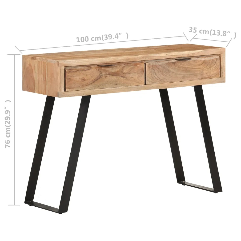 Tavolo Consolle | Tavolo d'Ingresso 100x35x76cm in Massello d'Acacia con Bordi Vivi