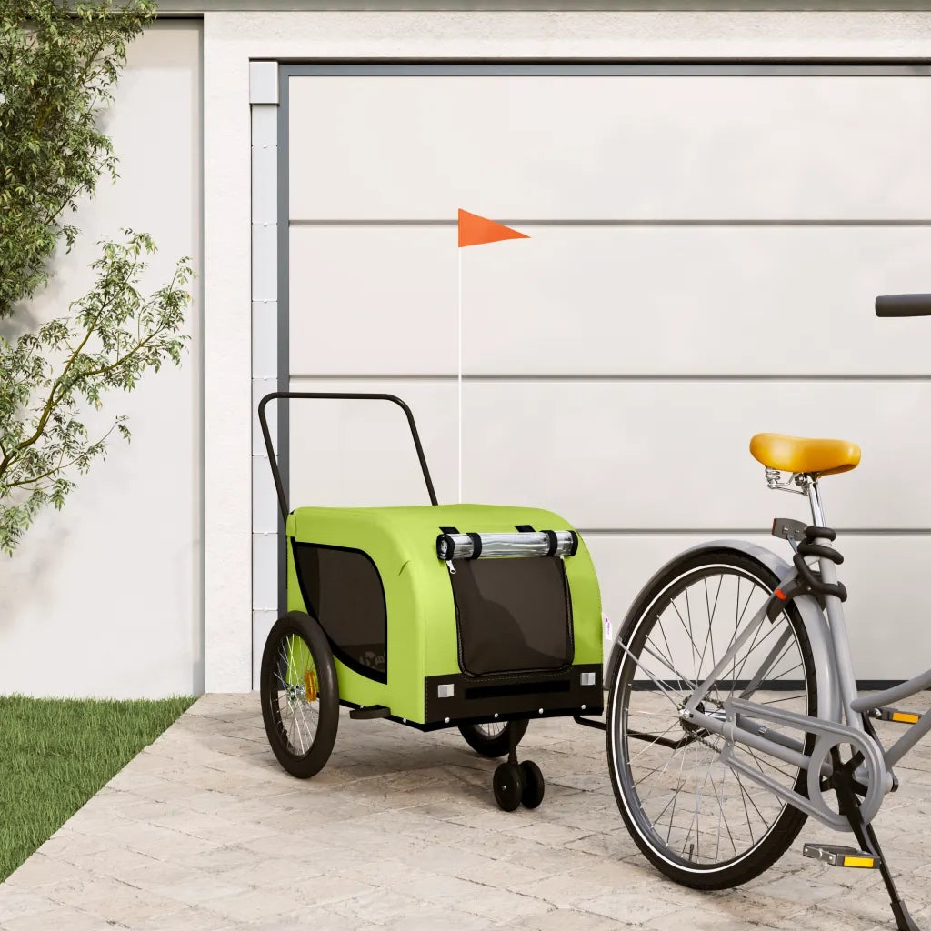 Rimorchio da Bici per Animali Verde e Nero Oxford e Ferro CFW4085039
