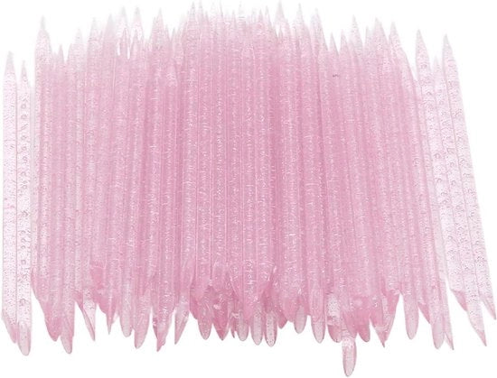 Strumento per spingere le cuticole a doppia punta per manicure e pedicure 100 pezzi - Rosa.