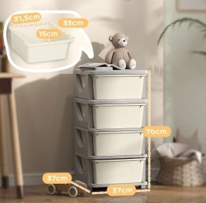 Scatola contenitore con quattro cassetti per bambini