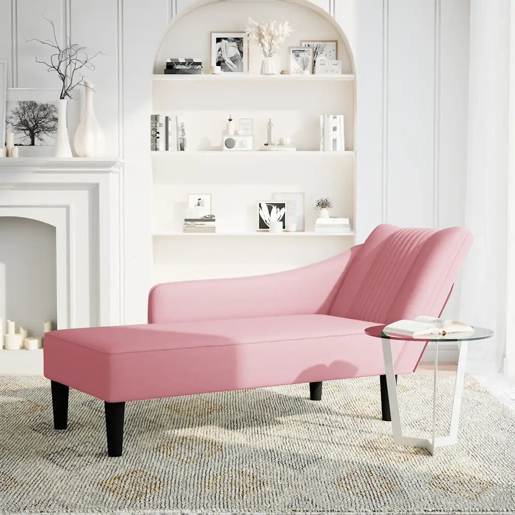 vidaXL Sdraio con Bracciolo Destro in Velluto Rosa