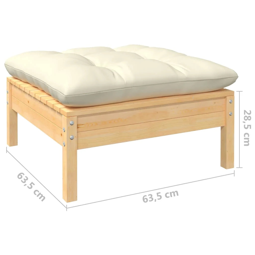 Set di mobili da giardino per esterni 4 pezzi con cuscini legno di pino color crema 02_0016126