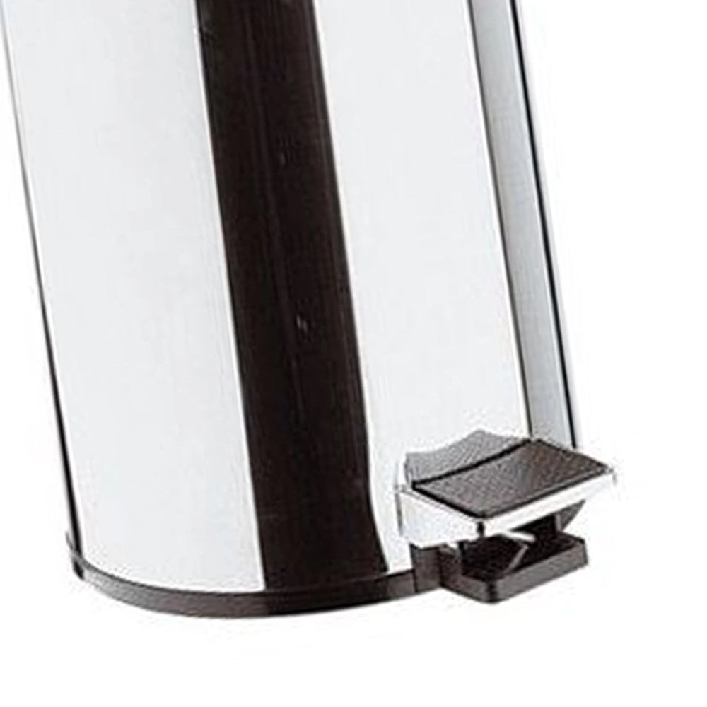 Pattumiera cilindrica 29 cm cromata con apertura a pedale