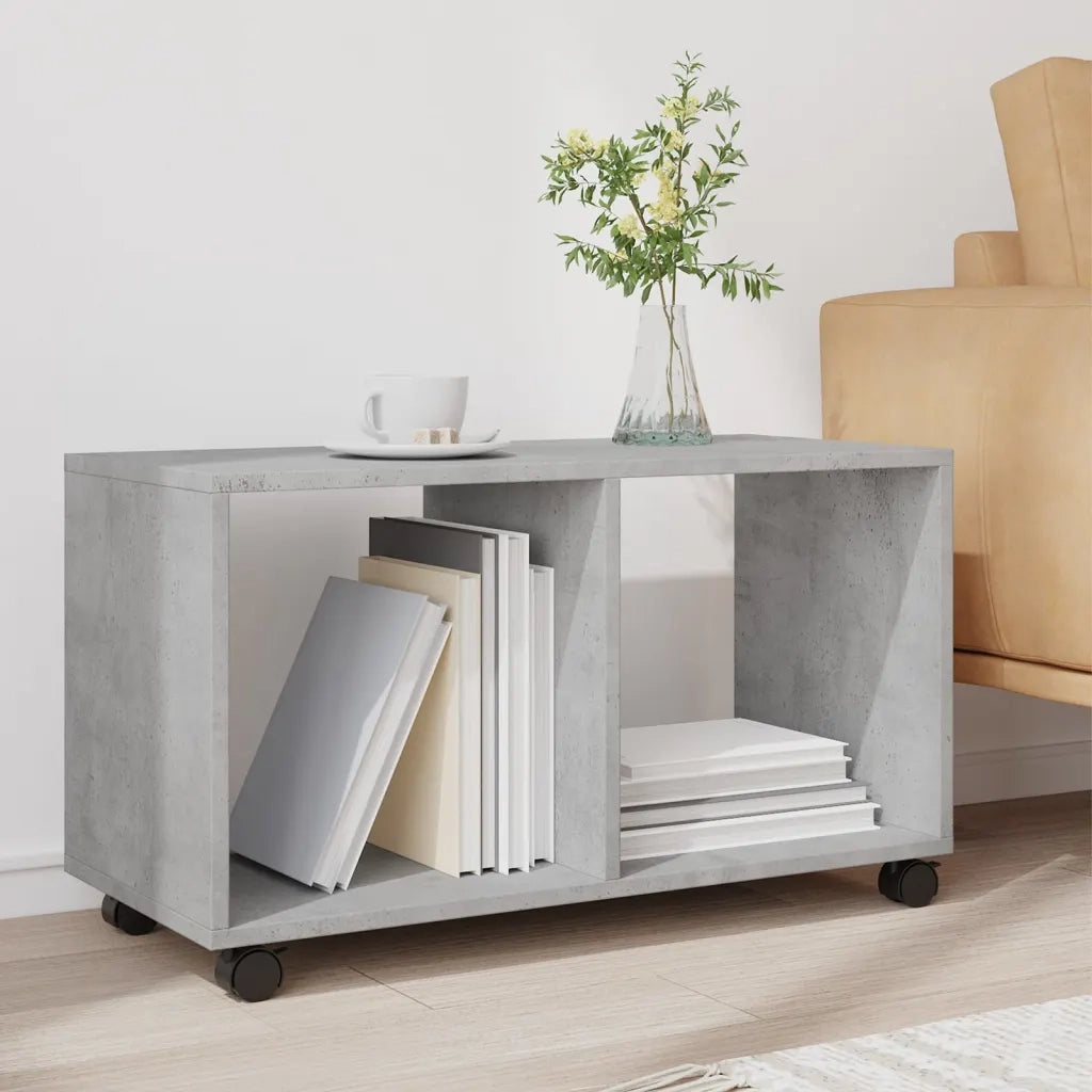 Mobiletto con Ruote Grigio Cemento 72x33x42,5 cm in Truciolato