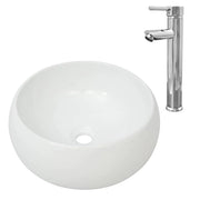 Lavabo da bagno diametro 40 cm con miscelatore tondo in ceramica bianca 02_0002841