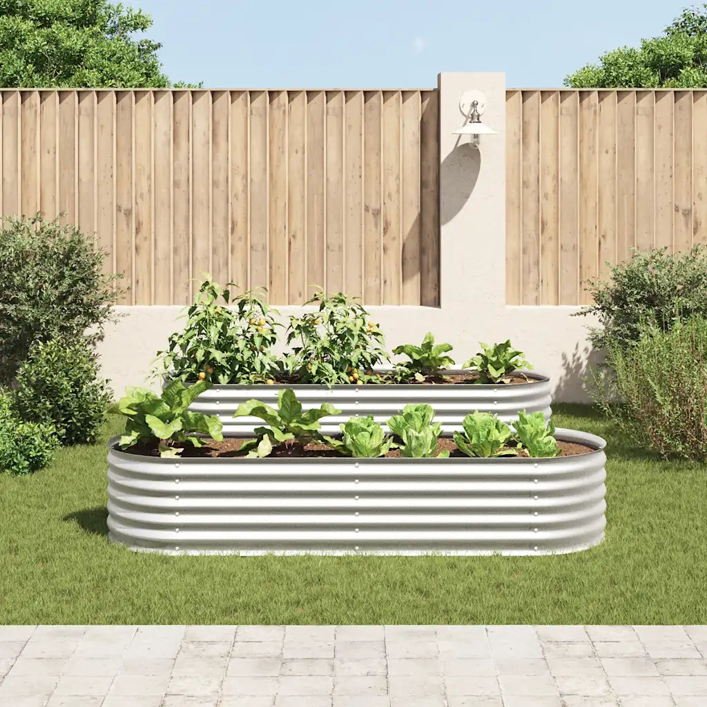 Letto Rialzato Giardino 240x80x44 cm in Acciaio Zincato Argento 45518
