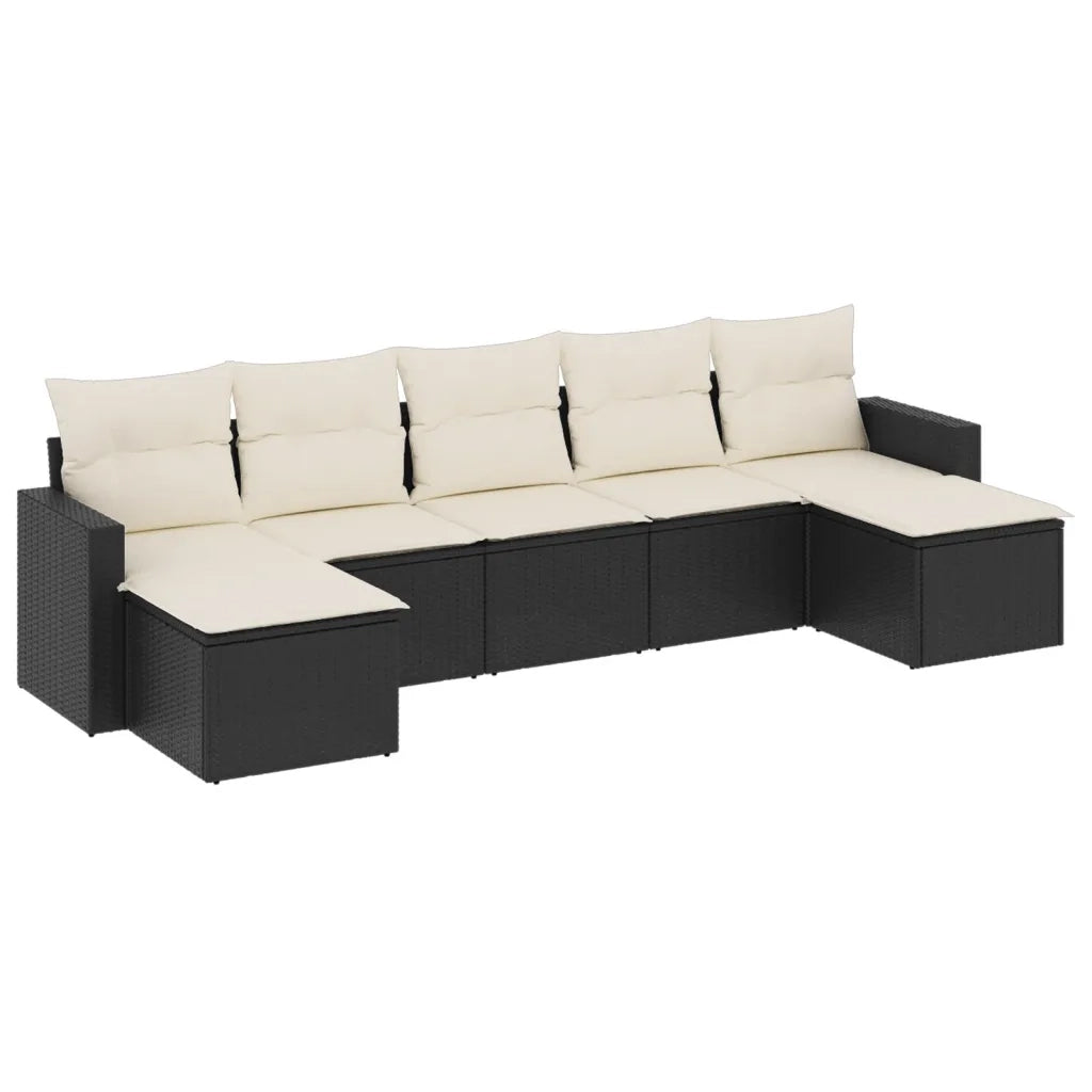 Set Divani da Giardino con Cuscini 7pz Nero Polyrattan 3251673