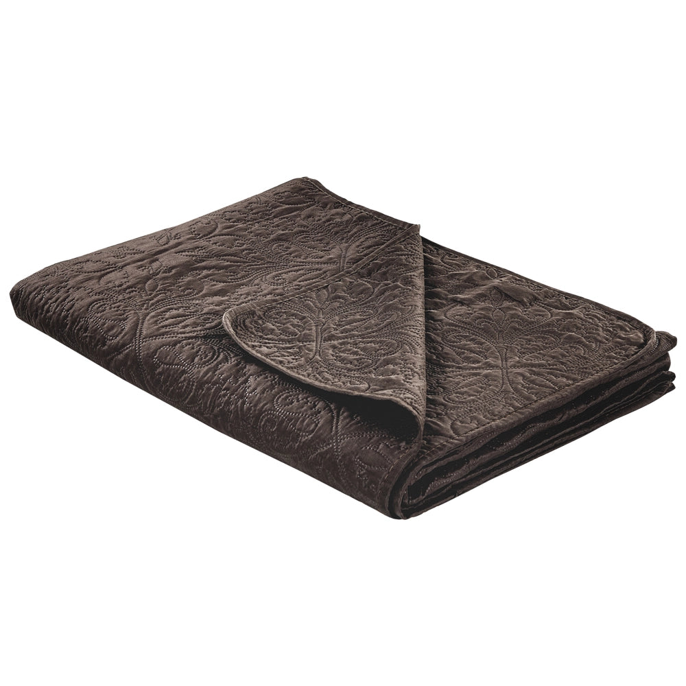 Set copriletto e cuscini tessuto in poliestere marrone 140 x 210 cm motivo goffrato decorativo biancheria da letto classico camera da letto