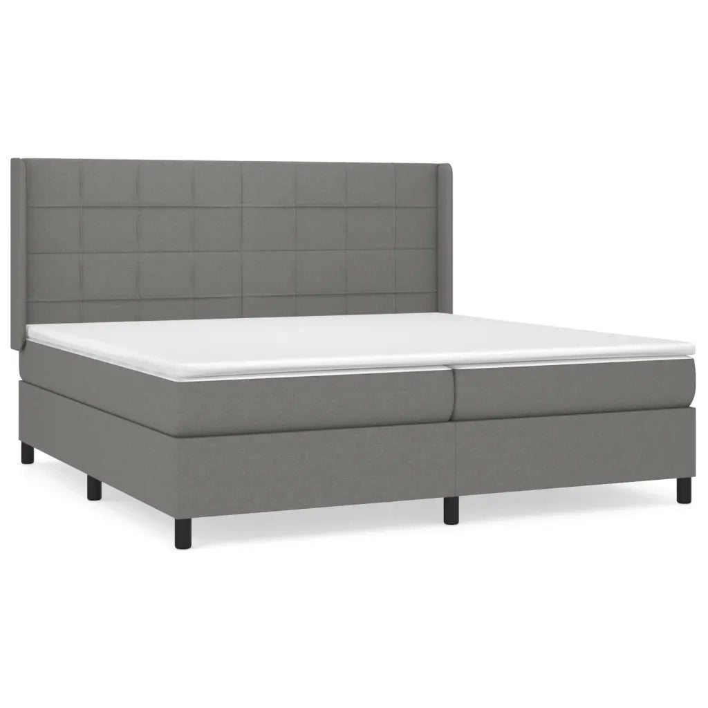 Giroletto a Molle con Materasso Grigio Scuro 200x200 cm Tessuto 3131458