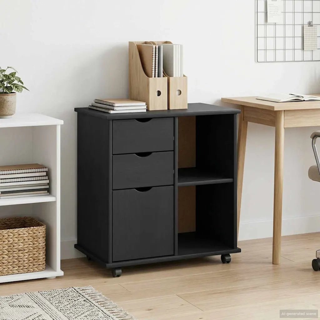 Mobile con Ruote con ruota Nero 63,5 x 39 x 65,5 cm 42028383