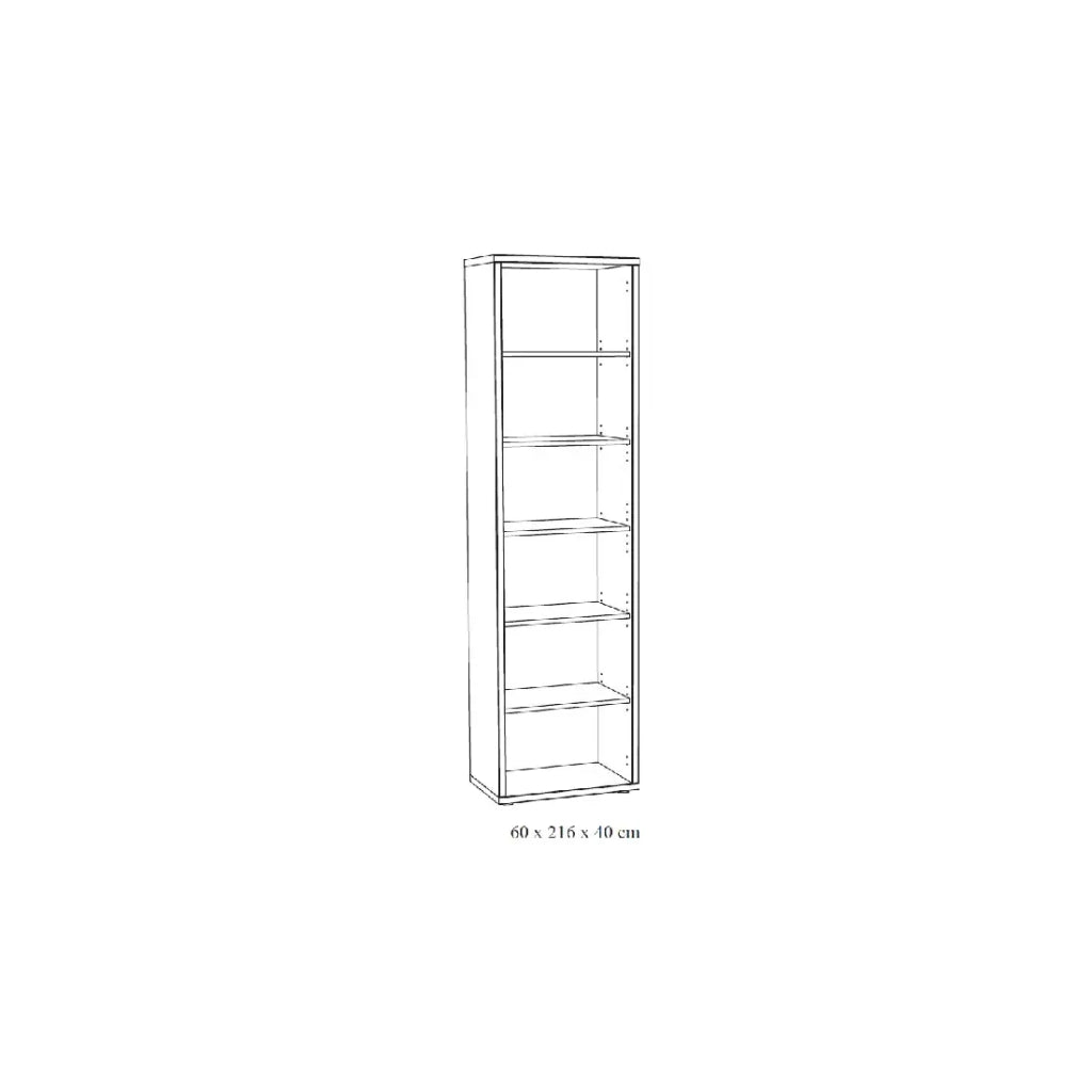 Libreria da ufficio con 5 ripiani colore rovere grigio effetto legno | Collezione SOON | Meublorama
