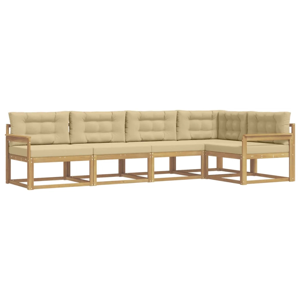 Set di divani da esterno 4 pcs Bianco e Beige Poliestere