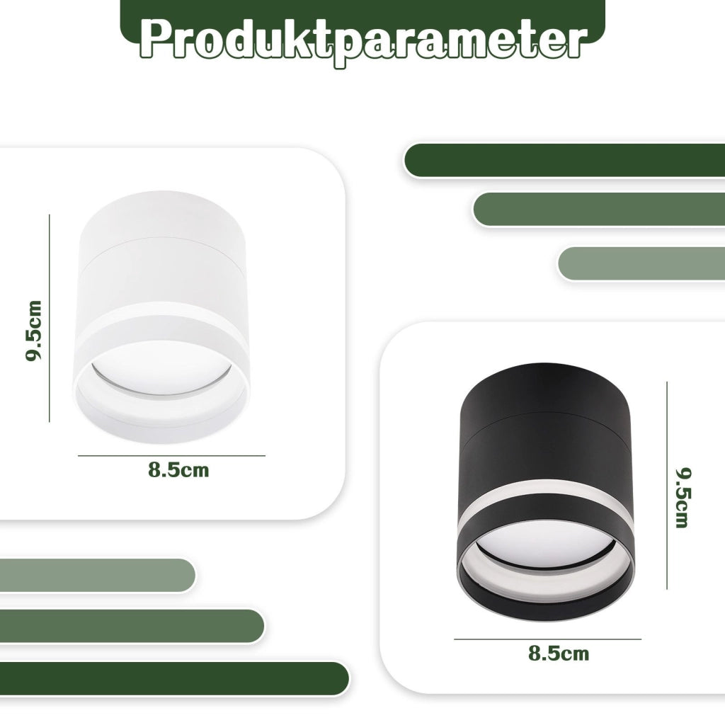 ZMH Faretto da soffitto LED neri rotondi da superficie 5W acrilico piccoli