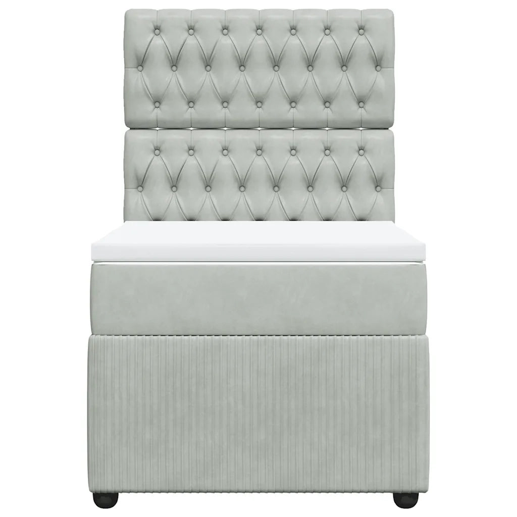 Giroletto a Molle con Materasso Grigio Chiaro 100x200cm Velluto 3292268