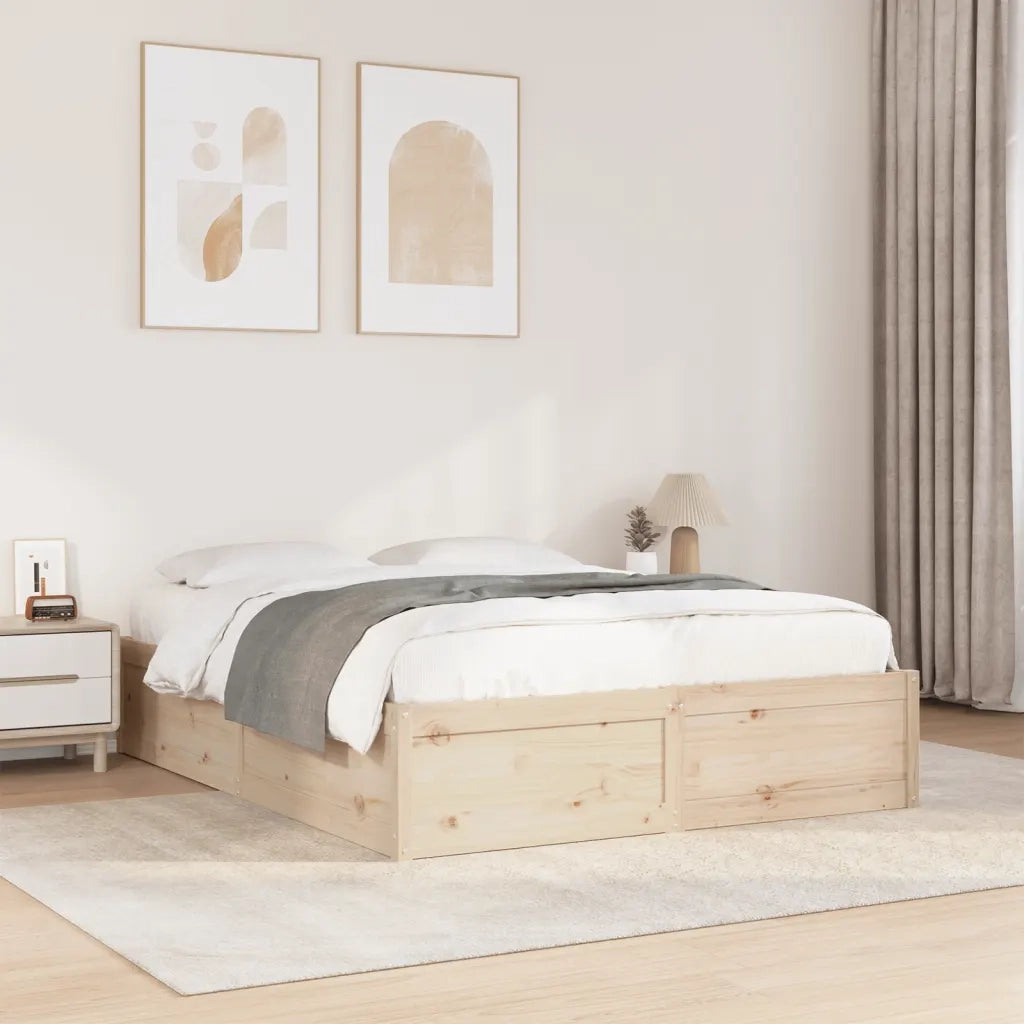 Letto senza Materasso-Struttura Letto 140x200 cm in Legno Massello di Pino 137640