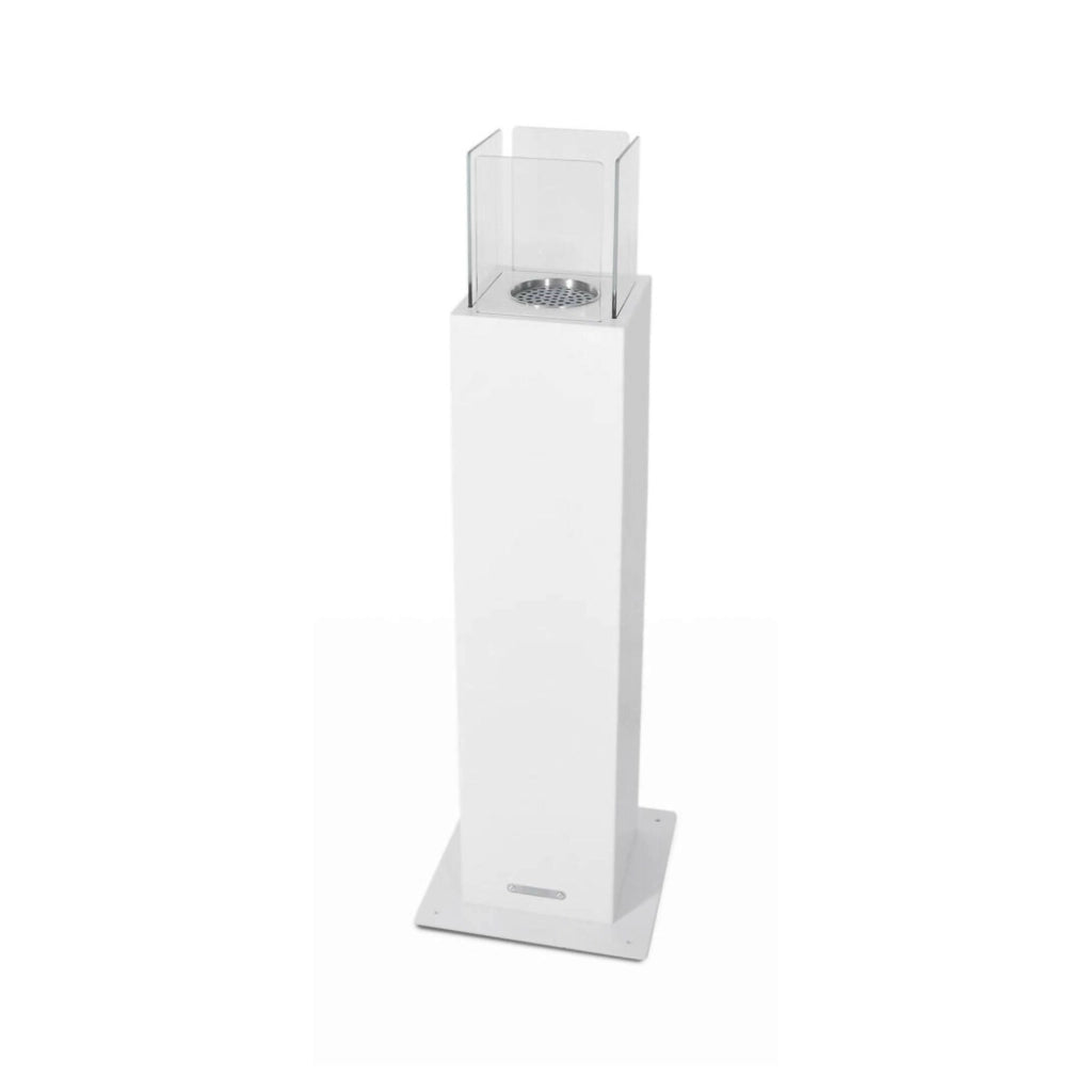 Camino a bioetanolo Jakarta, Caminetto ecologico, Focolare senza fumo, Riscaldatore ad etanolo, Made in Italy, 20x20 h110 cm, Bianco
