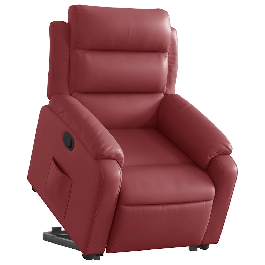 Poltrona | Sedia Relax Alzapersona Reclinabile Rosso Vino in Similpelle