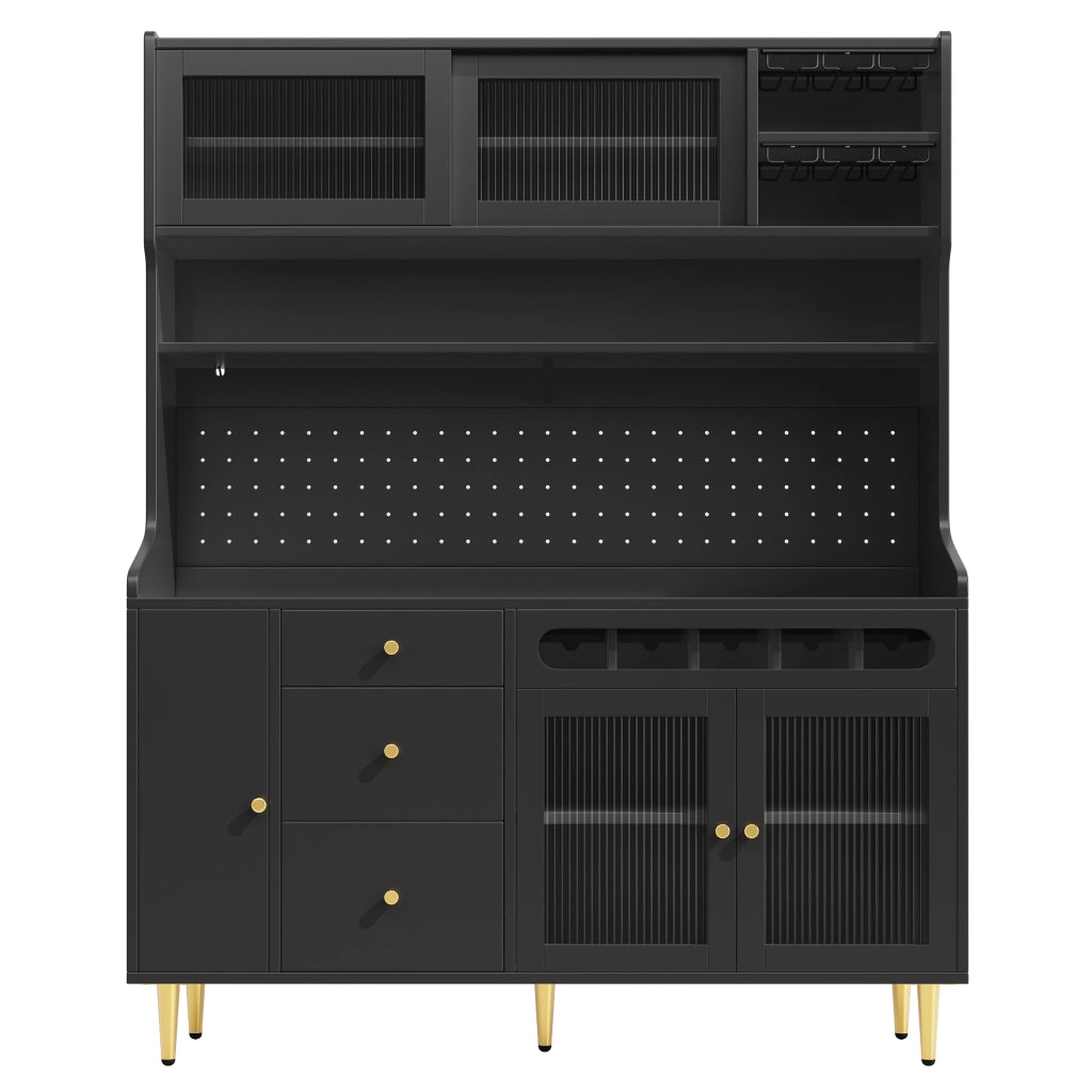 ARMADIO Alto 145x39x171 cm Nero con illuminazione LED