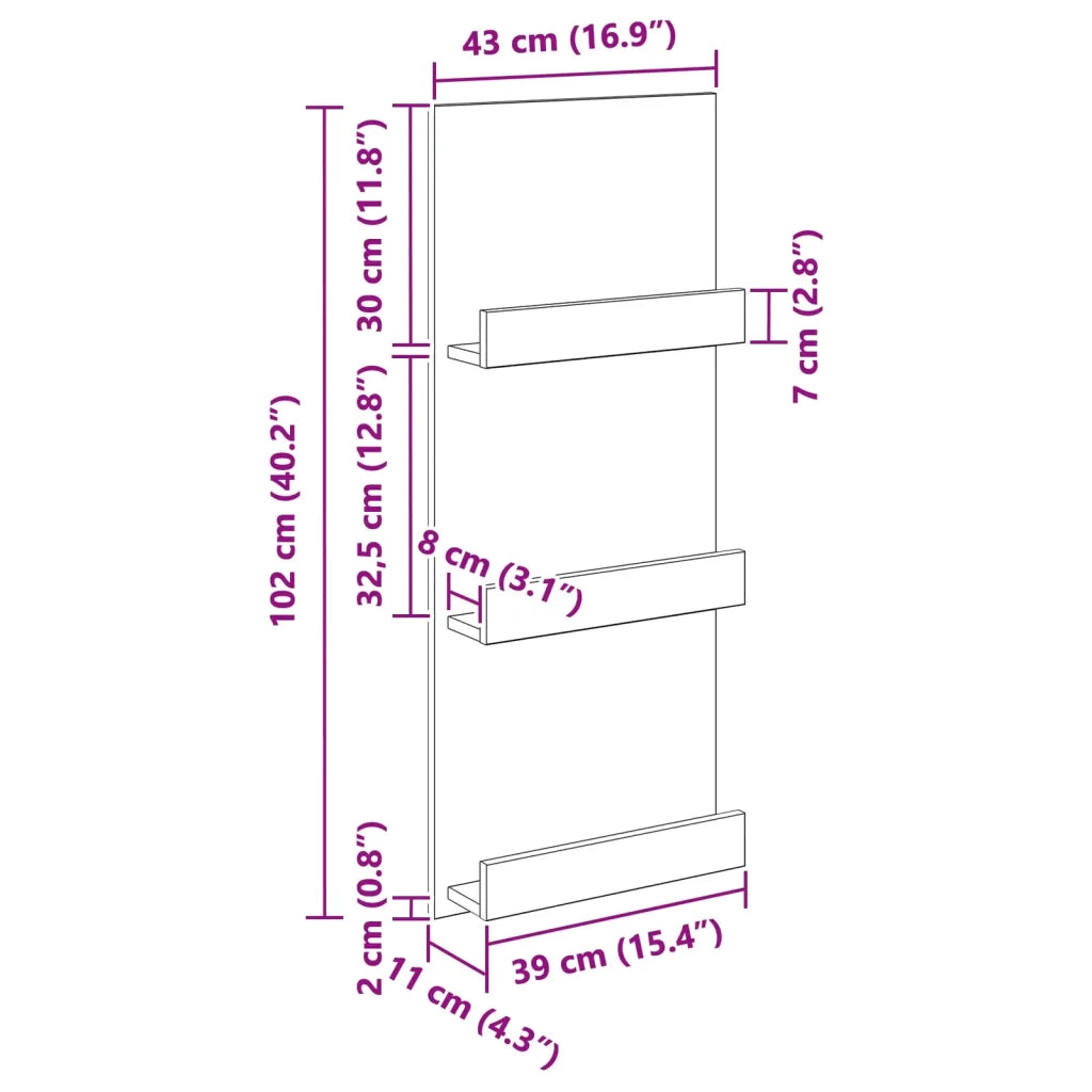 Scaffale per riviste Legno vecchio 43 x 11 x 102 cm CFW8266221