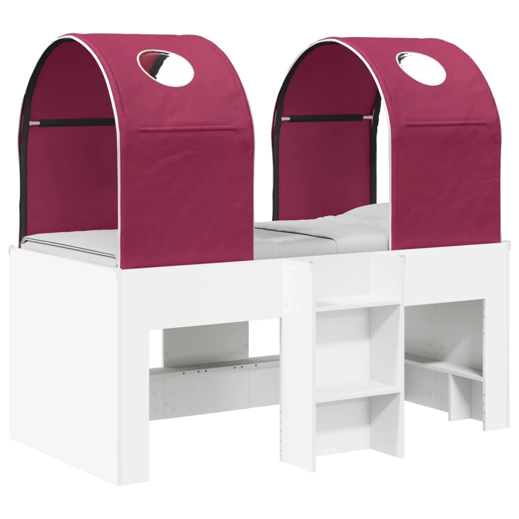 Letto con Tunnel 4 pcs Bianco e Rosso Legno ingegnerizzato