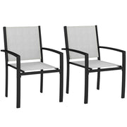 Set 2 Sedie da Giardino Impilabili ¨C Xylo ¨C con Braccioli Struttura Acciaio Grigio Chiaro 60x65x85cm