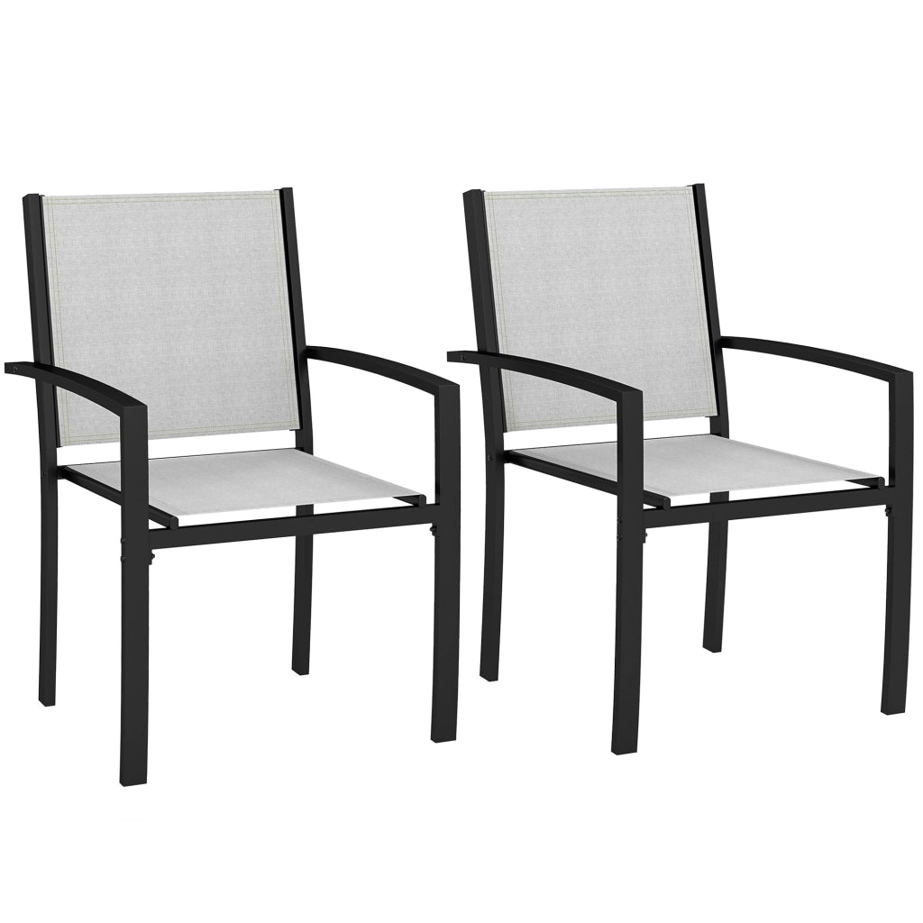 Set 2 Sedie da Giardino Impilabili ¨C Xylo ¨C con Braccioli Struttura Acciaio Grigio Chiaro 60x65x85cm