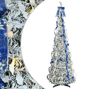 Albero di Natale | Decorazioni natalizie artificiale con 150 LED Bianco 180 cm PVC