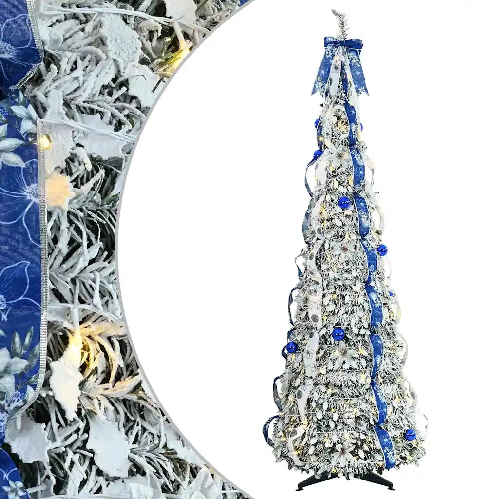Albero di Natale | Decorazioni natalizie artificiale con 150 LED Bianco 180 cm PVC