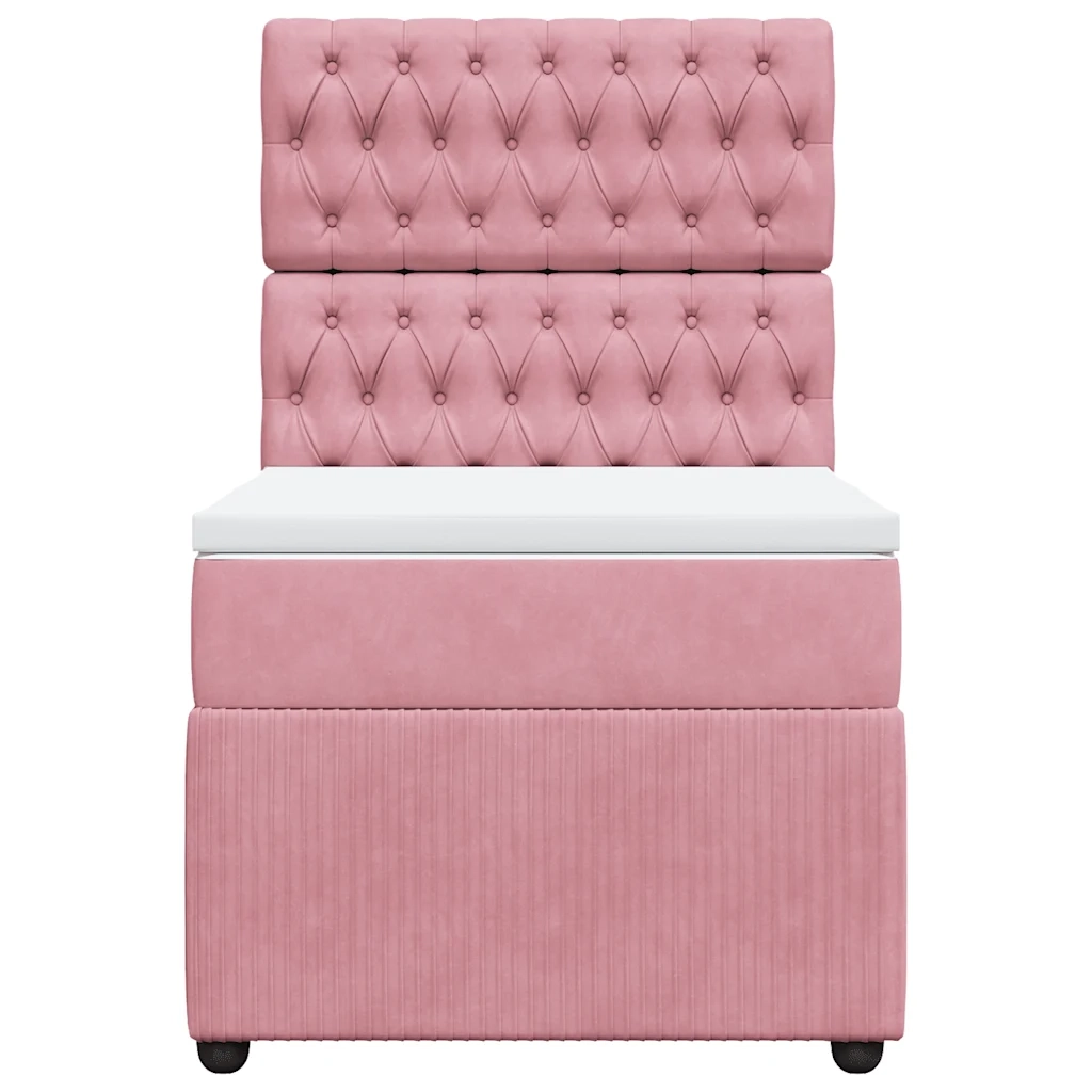 Giroletto a Molle con Materasso Rosa 100x200 cm in Velluto