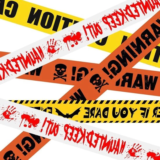 Decorazioni per Halloween 4 pezzi di nastro di avviso - 36M cintura di sicurezza - adesivo orribile per festa di Halloween spettrale