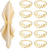 Set di 10 Anelli di Tavola in Oro per San Valentino e Decorazione di Tavola Festiva