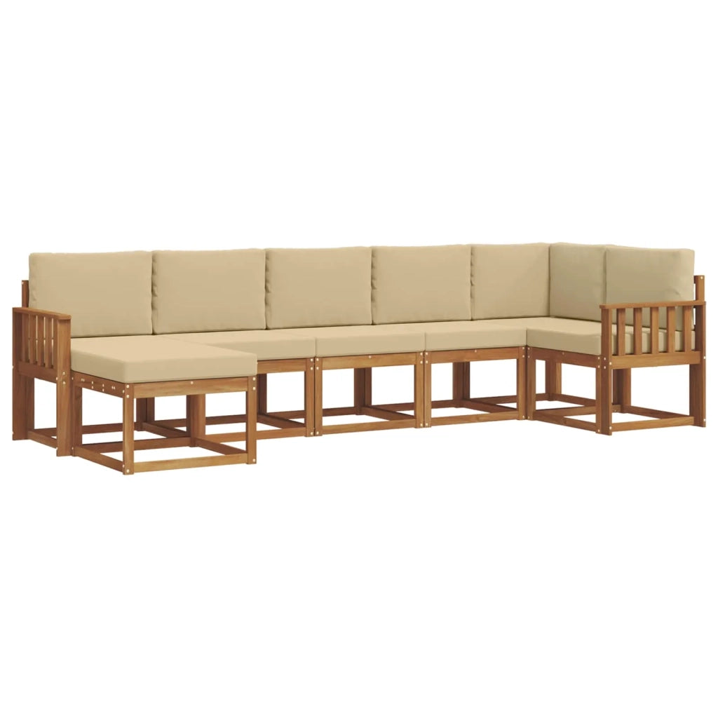 Set di divani da esterno con cuscino 7 pcs Naturale e Beige