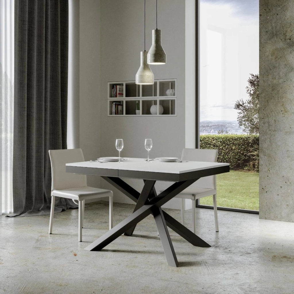Tavolo allungabile 90x120/380 cm Volta Evolution Bianco Frassino telaio Antracite