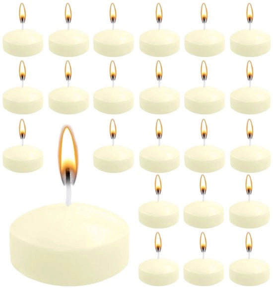 Candele galleggianti 24 pezzi - Latte bianco - Senza profumo - 5 x 3 cm - Sicure e affidabili - Per matrimonio/festa/di Natale decorazione - Lampada da tavola