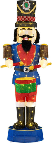 Soldato di Natale Illuminato 185 cm, Soldatino Schiaccianoci Illuminato con 100 Luci LED, Decorazioni Natalizie per Interno ed Esterno (Modello 2)
