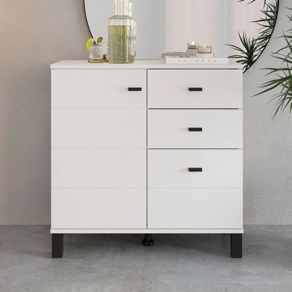 Madia Ollant, Credenza 3 Cassetti, 77x35x78h cm Bianco Opaco